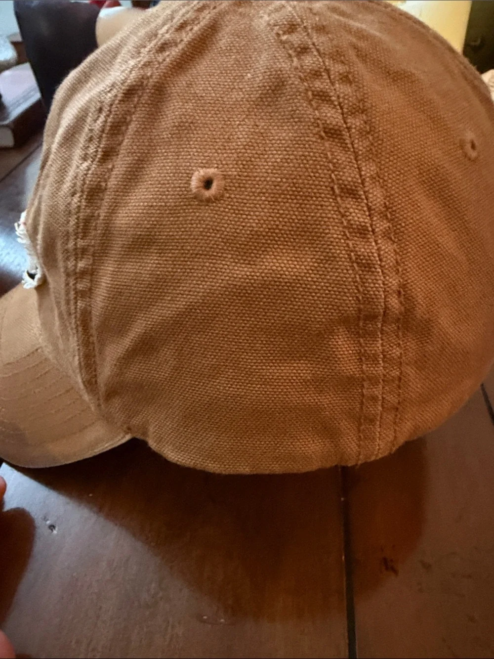 Carhartt Brown Canvas Baseball Cap with Frayed Logo Patch